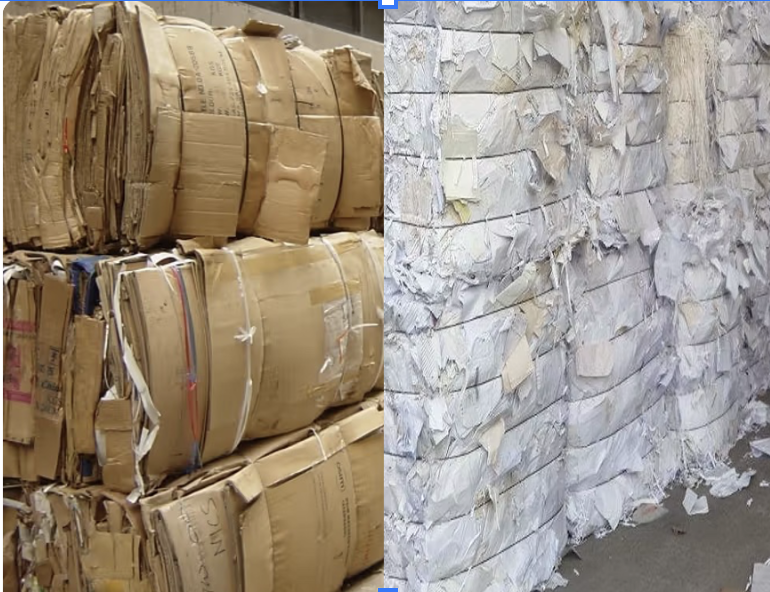 Waste paper bales ready for export